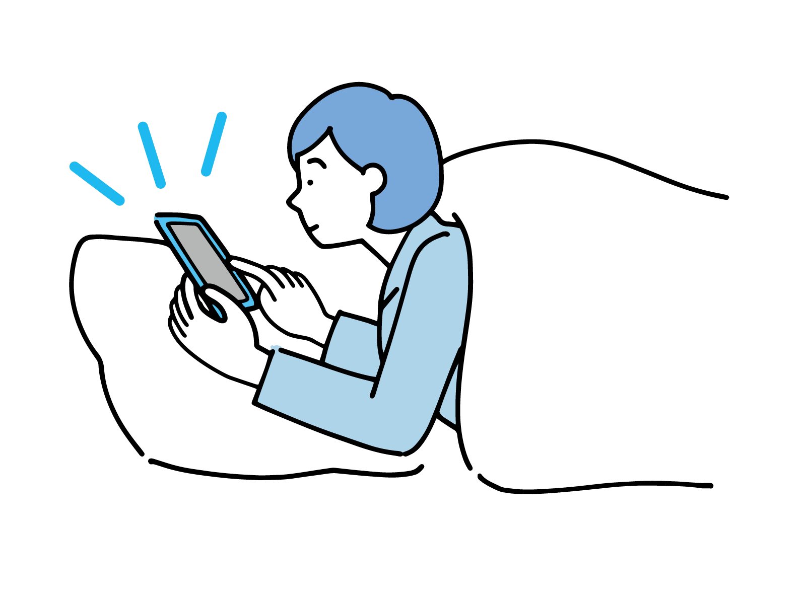 女性が夜ふかしをしているイメージイラスト